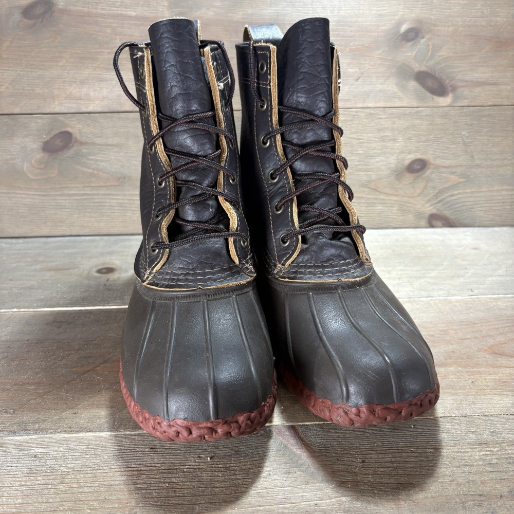 Ll bean duck boots womens size 8 shoes brown bison leather waterproof hunting - Picture 4 of 10